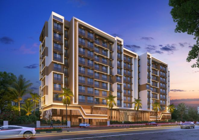TRU REALTY SPECTRUM LIFE Santacruz West NIGHT VIEW OF ELEVATION